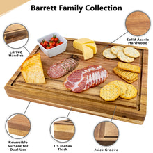 Load image into Gallery viewer, Premium Acacia Wood End-Grain Cutting Board | 17” x 13”, 1.5” Thick | Beautiful, Solid, Premium Quality, with Built-In Handles & Juice Groove