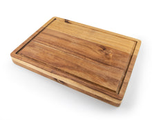 Load image into Gallery viewer, Premium Acacia Wood End-Grain Cutting Board | 17” x 13”, 1.5” Thick | Beautiful, Solid, Premium Quality, with Built-In Handles &amp; Juice Groove
